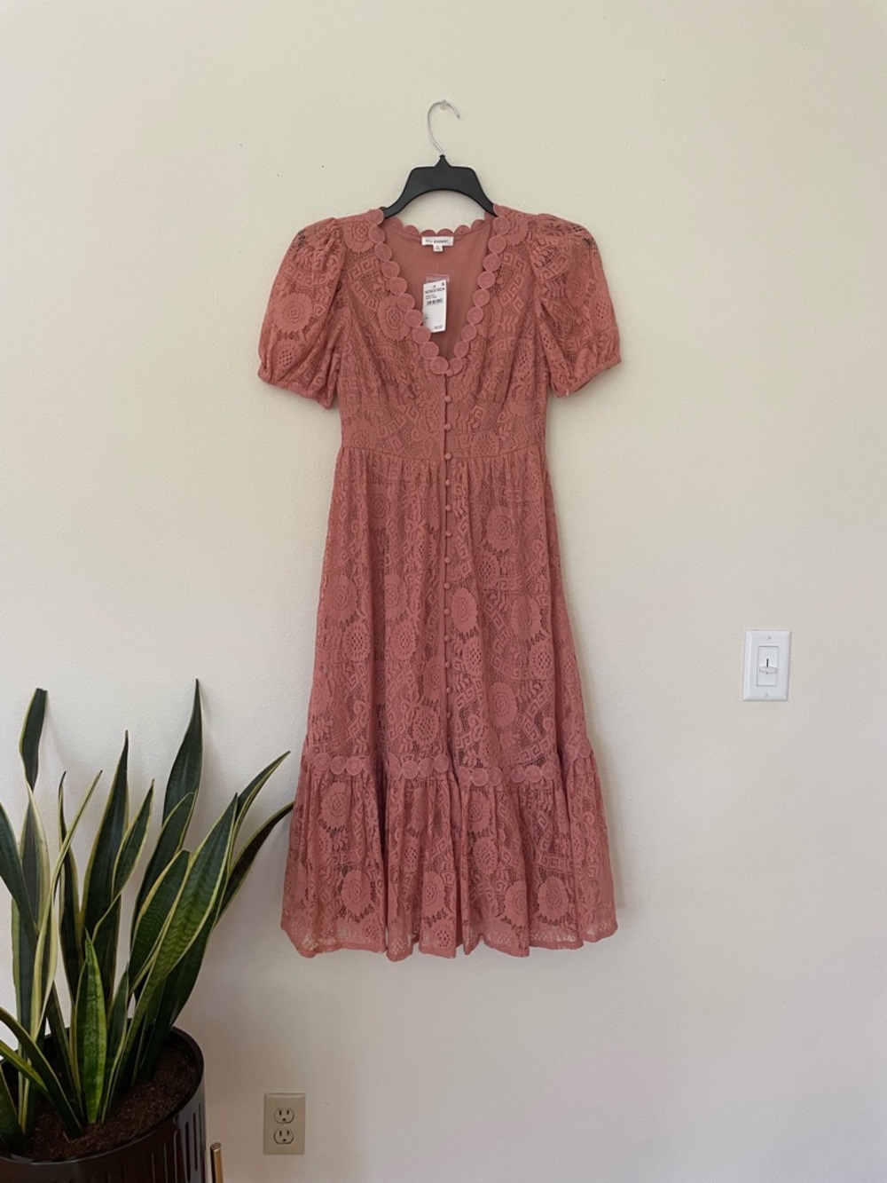 🌷Blu Pepper Dusty Rose Lace Midi Dress #46